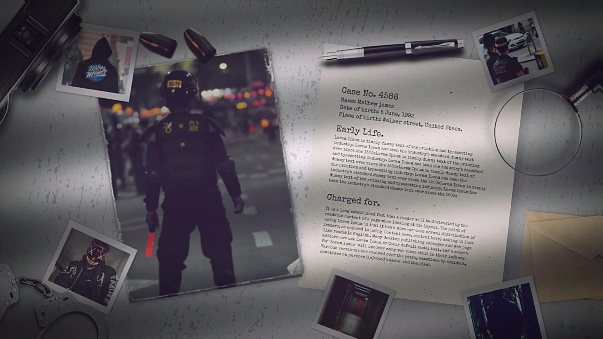 达芬奇模板：老式黑暗悬疑风格侦探历史纸质犯罪照片开场片头模板 , sucaiwan.com