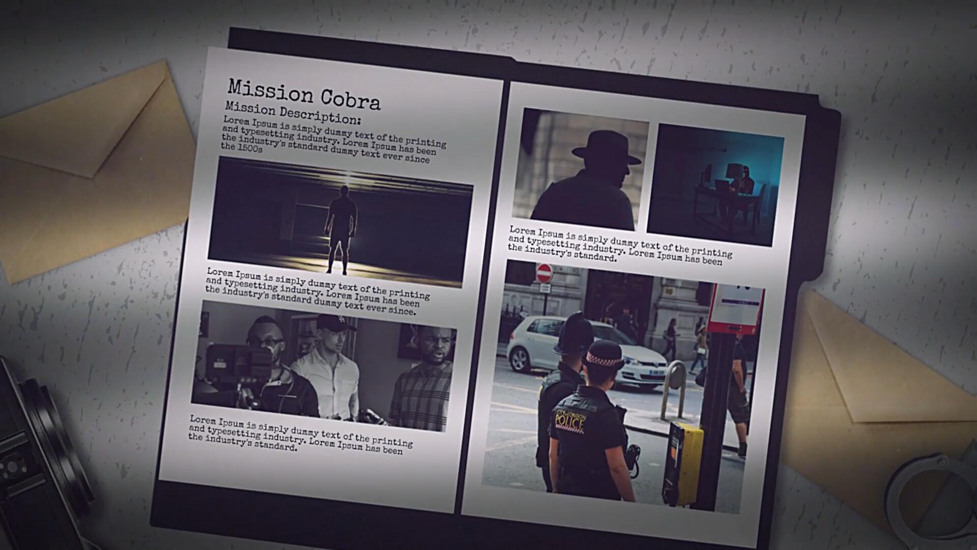 达芬奇模板：老式黑暗悬疑风格侦探历史纸质犯罪照片开场片头模板 , sucaiwan.com