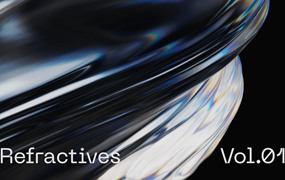 高质量镀铬镭射透明玻璃3D抽象形状PNG素材合集 Refractive Vol01 - PNG 2K
