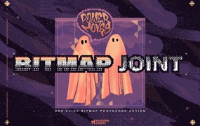 复古潮流怀旧8位像素风低保真图片特效PS动作素材 BitmapJoint Effect Action