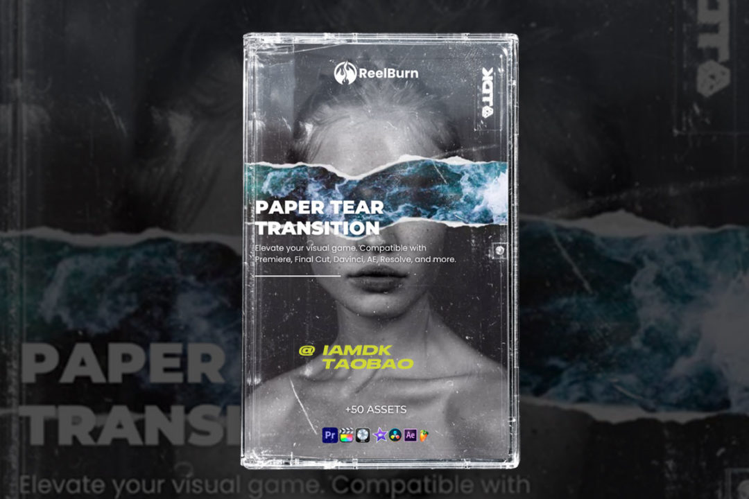 40+款潮流撕纸纸片拼贴艺术转场过渡4K视频叠加特效包 REELBURN – Paper Rip Transitions 影视音频 sucaiwan.com