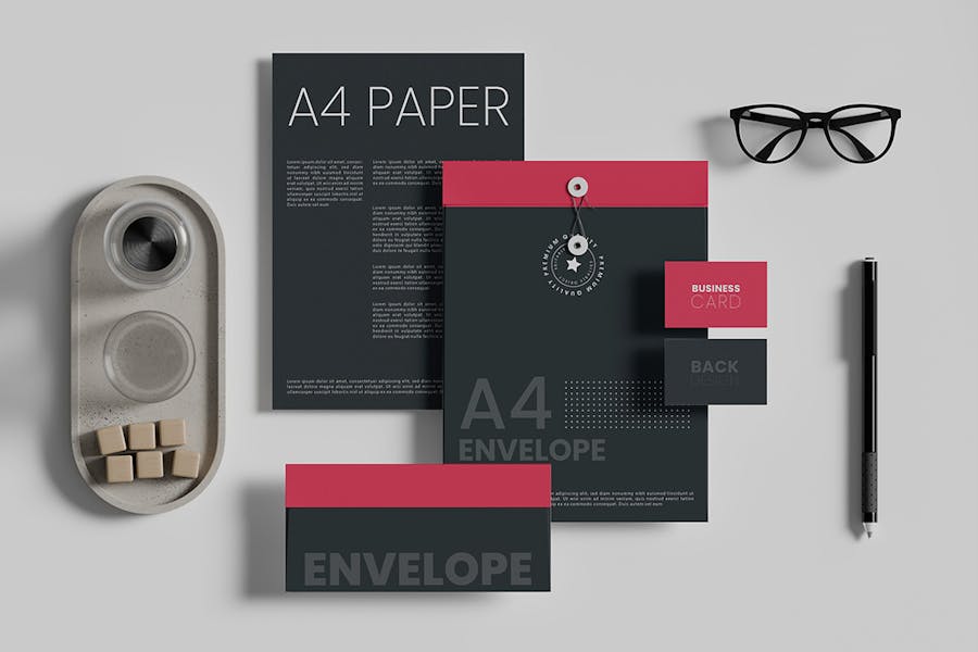 6款逼真品牌VI设计办公文具信纸信封名片展示效果图PS智能贴图样机模板 Stationery Mockup 样机素材 sucaiwan.com