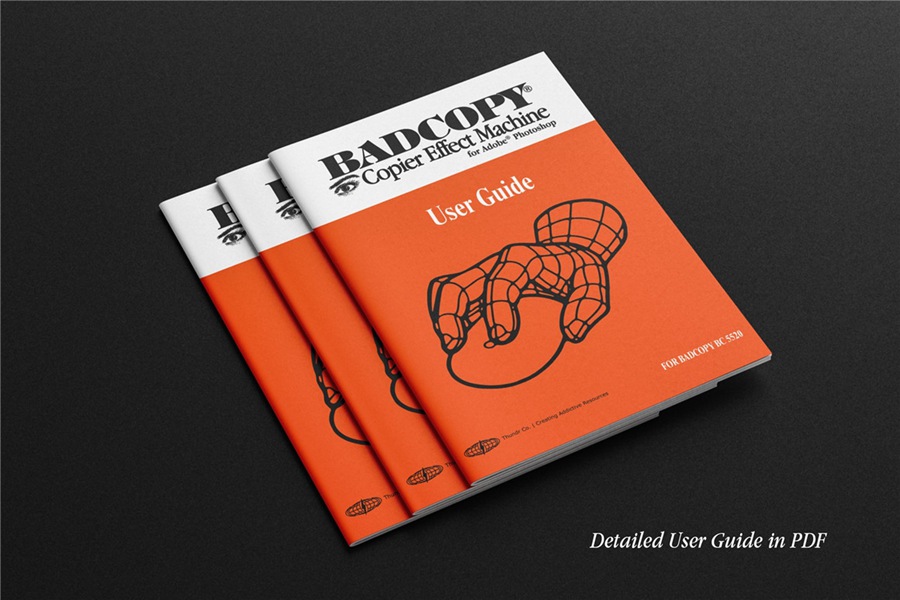 Thundr Co 80年代复古做旧粗糙油墨印刷渗透毛刺碳粉打印置换效果PSD样机模板素材 BADCOPY Copier Effect Machine for PS 样机素材 sucaiwan.com