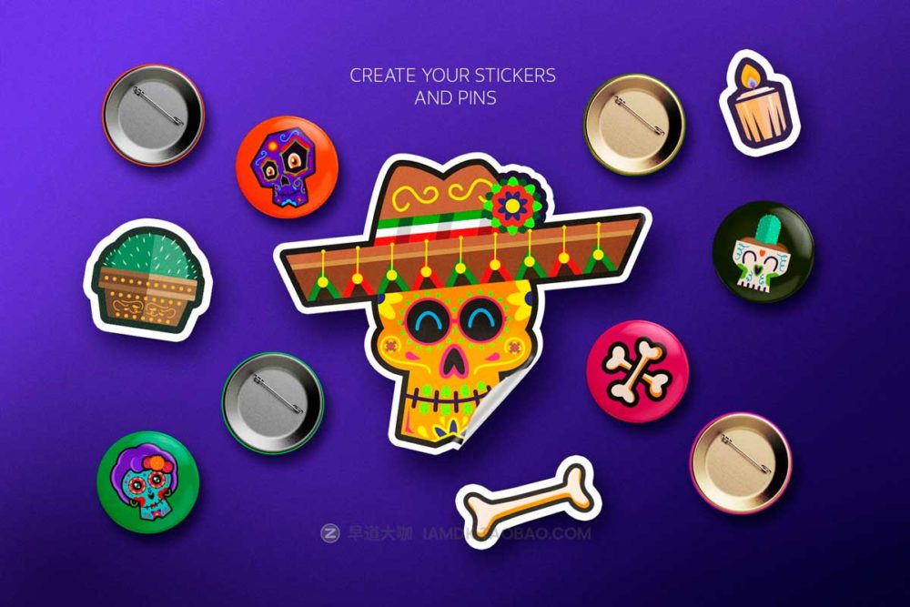 卡通趣味创意墨西哥亡灵节万圣节元素骷髅头仙人掌蜡烛AI矢量手绘插画设计素材 Halloween Day of The Dead pattern illustration 图片素材 第4张-素材湾丨精选海外优质设计素材资源 卡通趣味创意墨西哥亡灵节万圣节元素骷髅头仙人掌蜡烛AI矢量手绘插画设计素材 Halloween Day of The Dead pattern illustration 图片素材 sucaiwan.com