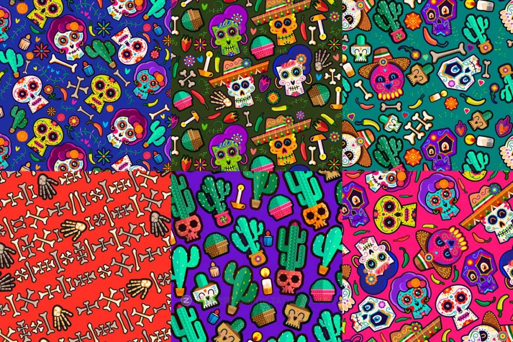 卡通趣味创意墨西哥亡灵节万圣节元素骷髅头仙人掌蜡烛AI矢量手绘插画设计素材 Halloween Day of The Dead pattern illustration 图片素材 第9张-素材湾丨精选海外优质设计素材资源 卡通趣味创意墨西哥亡灵节万圣节元素骷髅头仙人掌蜡烛AI矢量手绘插画设计素材 Halloween Day of The Dead pattern illustration 图片素材 sucaiwan.com