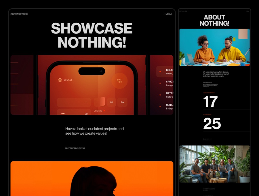 创意现代美学暗黑风格设计师艺术作品集图文排版演示文稿设计Figma模板 Nothing Studio – Dynamic Figma Template 幻灯图表 第2张-素材湾丨精选海外优质设计素材资源 创意现代美学暗黑风格设计师艺术作品集图文排版演示文稿设计Figma模板 Nothing Studio – Dynamic Figma Template 幻灯图表 sucaiwan.com