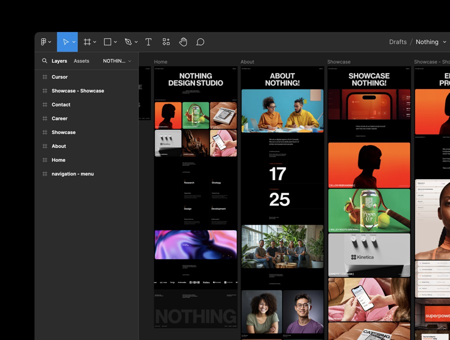 创意现代美学暗黑风格设计师艺术作品集图文排版演示文稿设计Figma模板 Nothing Studio – Dynamic Figma Template 幻灯图表 第4张-素材湾丨精选海外优质设计素材资源 创意现代美学暗黑风格设计师艺术作品集图文排版演示文稿设计Figma模板 Nothing Studio – Dynamic Figma Template 幻灯图表 sucaiwan.com