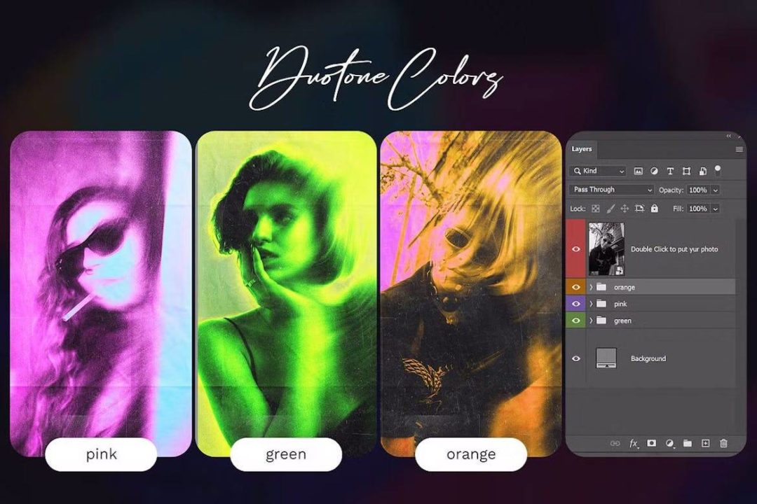 潮流前卫噪点颗粒纹理模糊效果人像图片修图PS特效滤镜插件样机模板 Noisy Blurred Photo Template 插件预设 sucaiwan.com