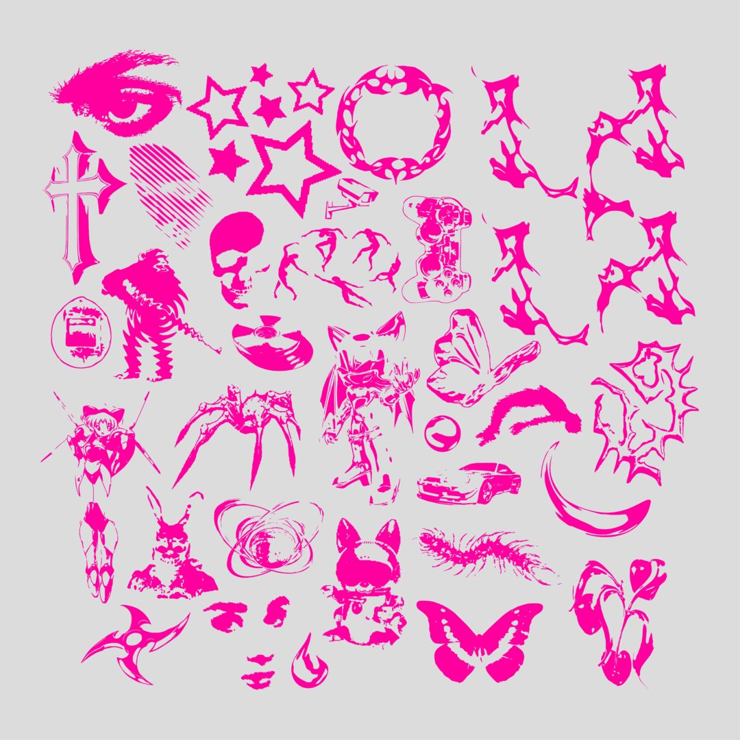 70款复古Y2K酸性服装纹身图案图形AI矢量设计素材 Y2K VECTOR PACK VOL.2 图片素材 sucaiwan.com