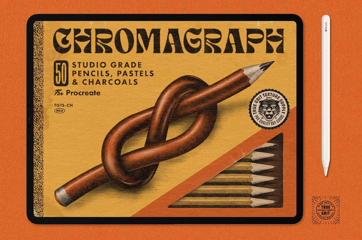 50款超逼真木炭粉末铅笔颗粒线条艺术绘画PS笔刷设计素材 TGTS – Chromagraph for Photoshop 笔刷资源 sucaiwan.com