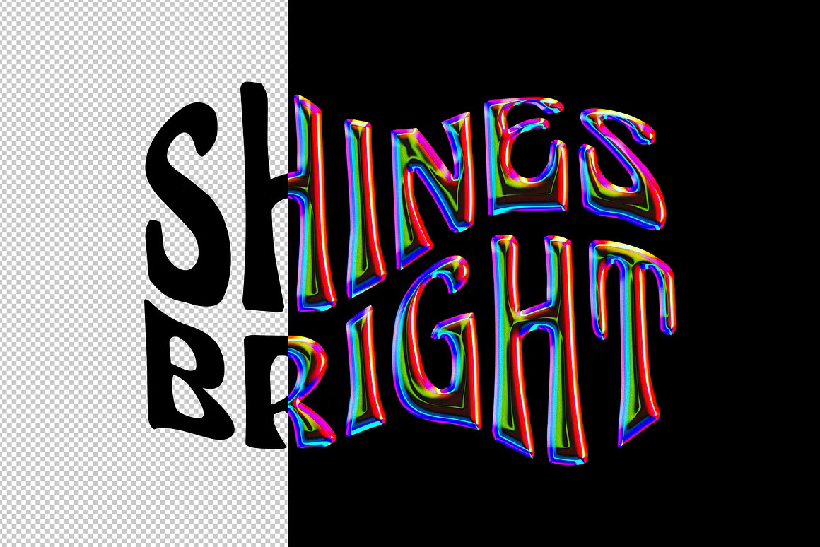 潮流渐变玻璃质感3D立体文字标志LOGO效果PS特效样机模板素材 Vivid Glass Text & Logo Effect 插件预设 sucaiwan.com