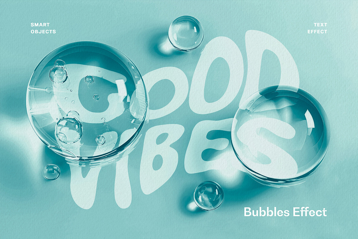 视觉冲击水滴气泡装饰标题文本LOGO设计PS特效样机样式模板素材 Bubbles Text & Logo Effect 插件预设 sucaiwan.com