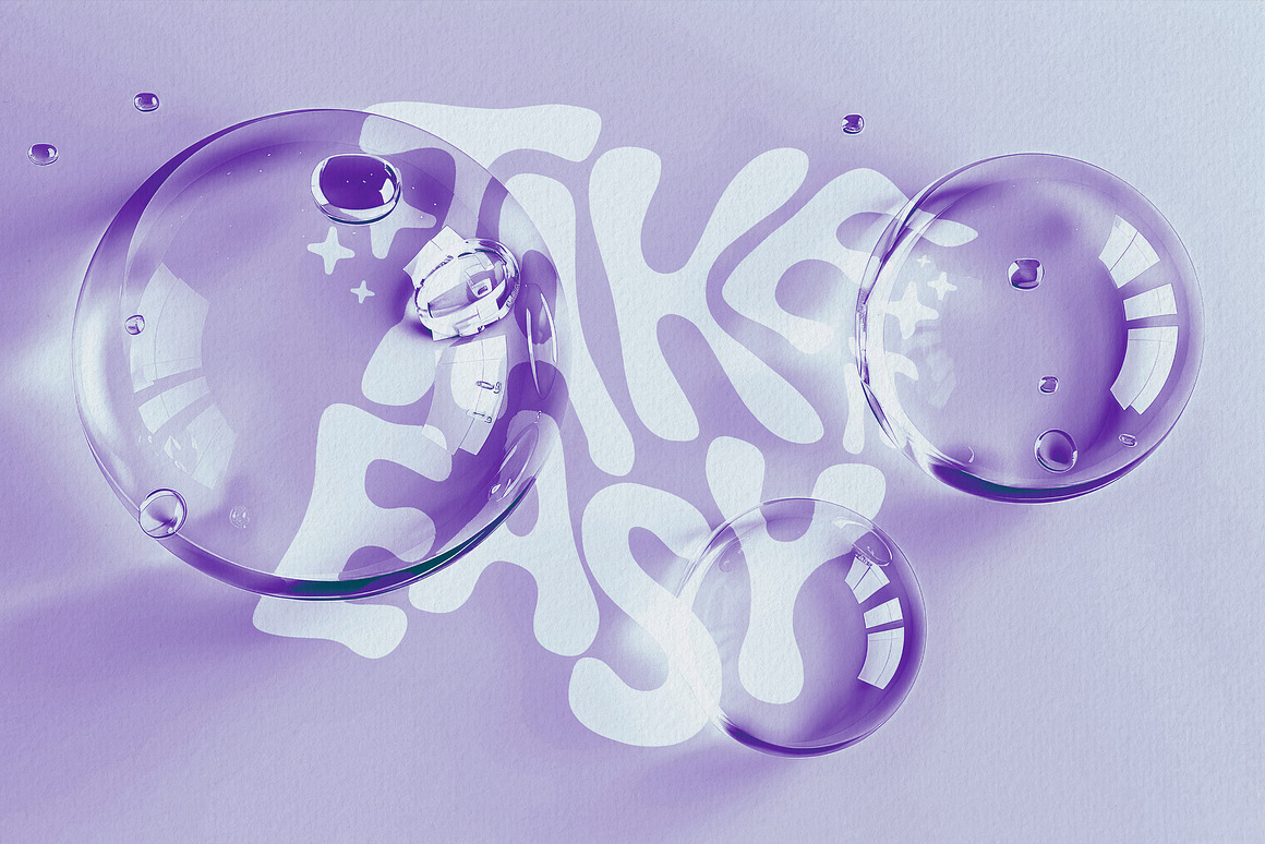 视觉冲击水滴气泡装饰标题文本LOGO设计PS特效样机样式模板素材 Bubbles Text & Logo Effect 插件预设 sucaiwan.com