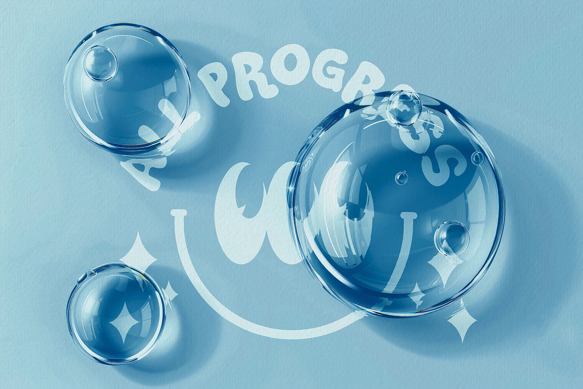 视觉冲击水滴气泡装饰标题文本LOGO设计PS特效样机样式模板素材 Bubbles Text & Logo Effect 插件预设 sucaiwan.com