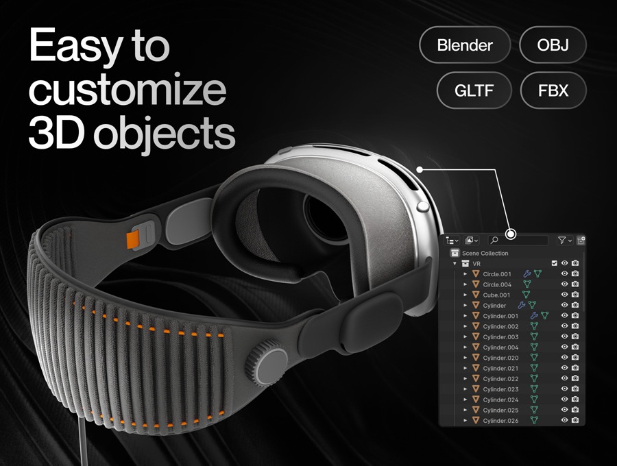 高级苹果头戴式显示设备VR眼镜3D插图图标Icons设计Blender/PNG/FBX格式素材 Apple Vision Pro 图片素材 第7张-素材湾丨精选海外优质设计素材资源 高级苹果头戴式显示设备VR眼镜3D插图图标Icons设计Blender/PNG/FBX格式素材 Apple Vision Pro 图片素材 sucaiwan.com