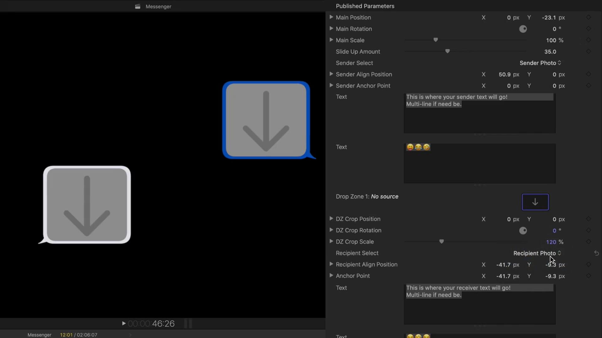 FCPX插件：短信微信文本表情符号图片视频对话弹窗效果包 , sucaiwan.com
