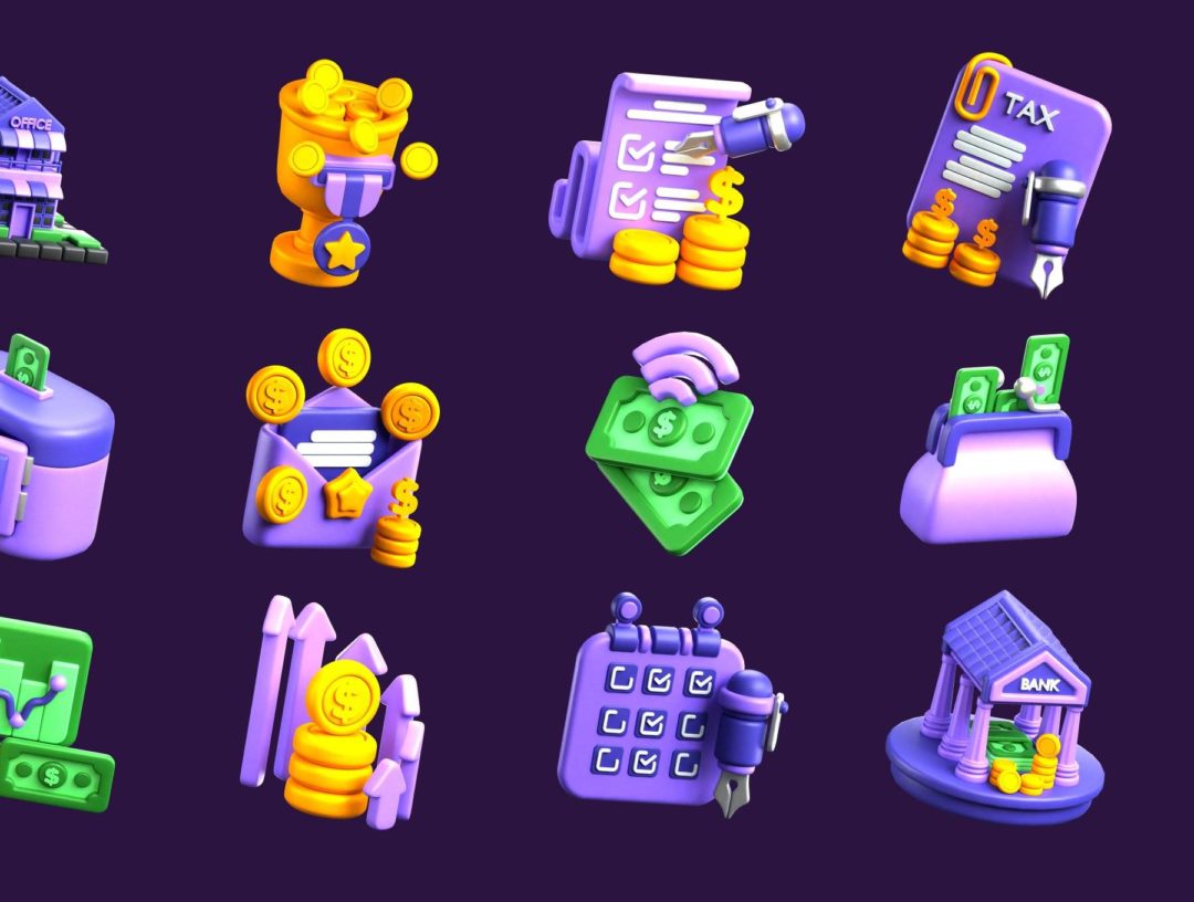 Blender模型 20款高级商业金融银行理财财务规划3D立体图标Icons设计素材 Business & Finance 3D Icon Pack 图标素材 sucaiwan.com