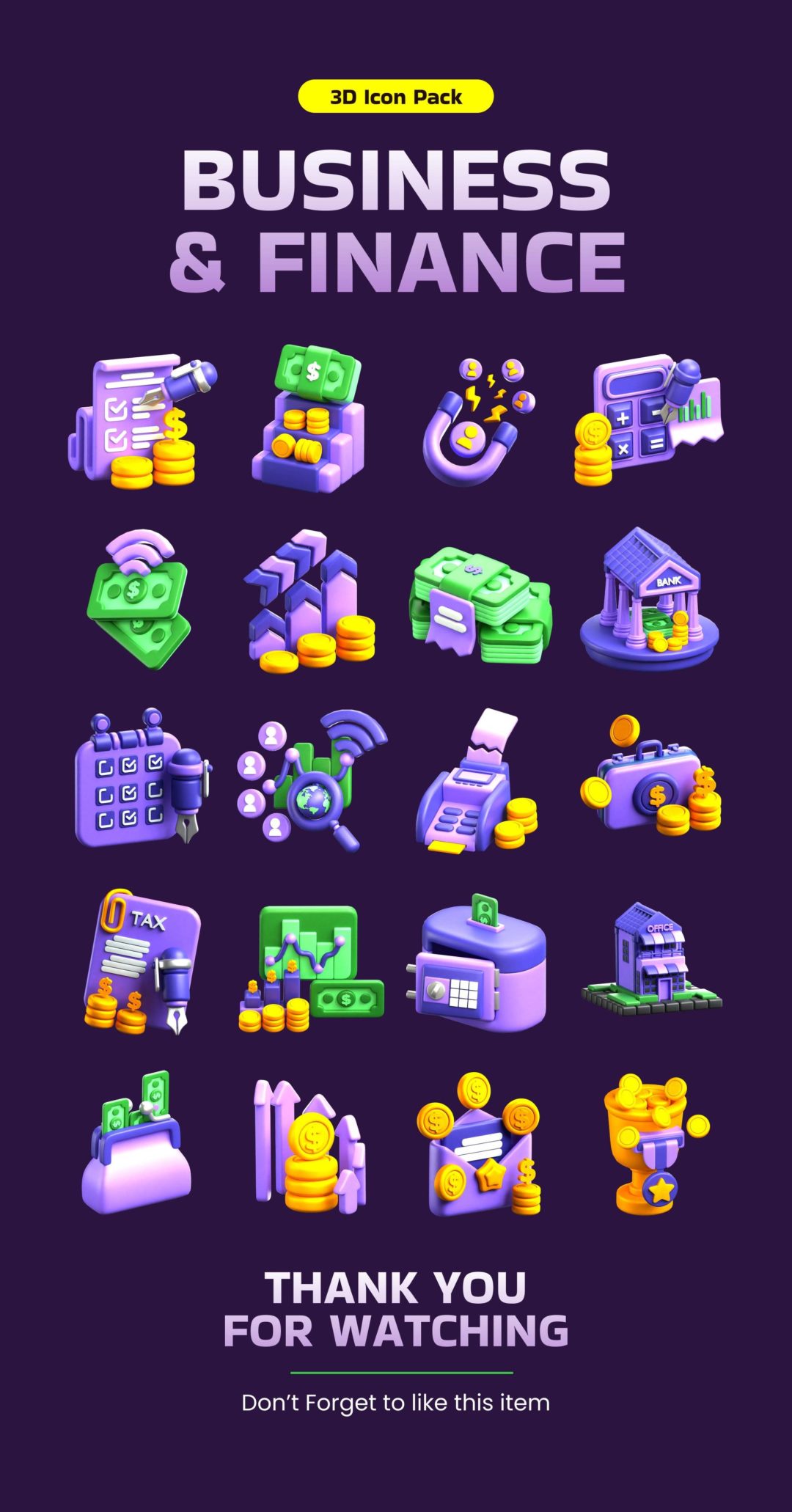 Blender模型 20款高级商业金融银行理财财务规划3D立体图标Icons设计素材 Business & Finance 3D Icon Pack 图标素材 sucaiwan.com
