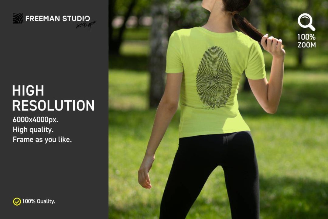 24款户外绿地真实拍摄女士半袖衫T恤印花LOGO图案设计展示效果图PS贴图样机模板 T-Shirt Mock-Up Set 样机素材 sucaiwan.com