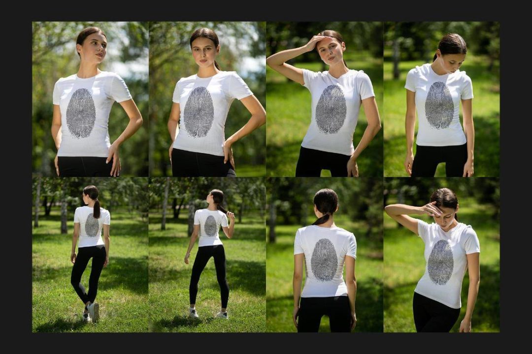 24款户外绿地真实拍摄女士半袖衫T恤印花LOGO图案设计展示效果图PS贴图样机模板 T-Shirt Mock-Up Set 样机素材 sucaiwan.com