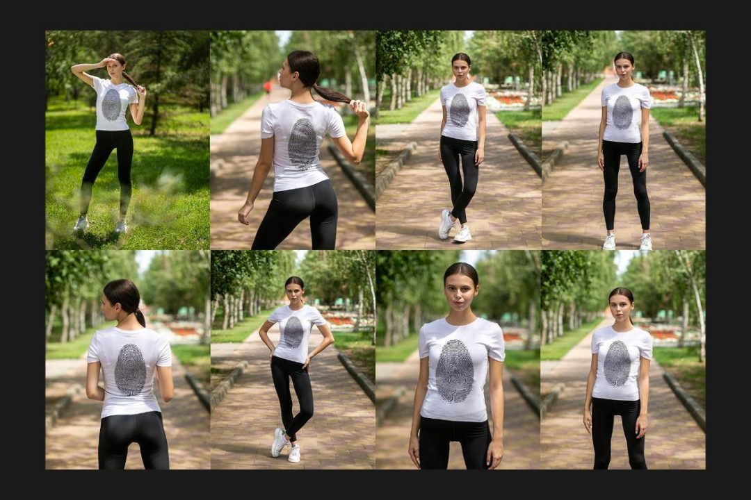 24款户外绿地真实拍摄女士半袖衫T恤印花LOGO图案设计展示效果图PS贴图样机模板 T-Shirt Mock-Up Set 样机素材 sucaiwan.com