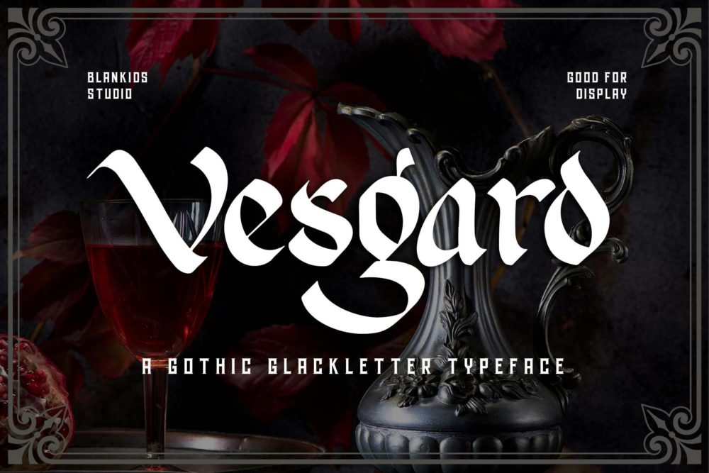 优雅哥特式品牌海报徽标设计装饰英文字体安装包 Vesgard a Gothic Blackletter Font 设计素材 第1张-素材湾丨精选海外优质设计素材资源 优雅哥特式品牌海报徽标设计装饰英文字体安装包 Vesgard a Gothic Blackletter Font 设计素材 sucaiwan.com