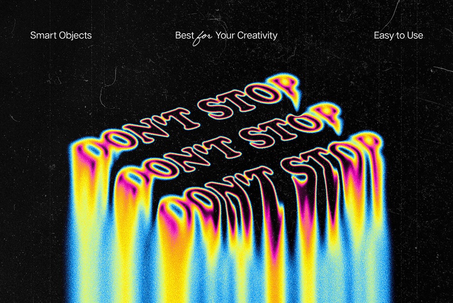潮流酸性迷幻融化液化扭曲热像仪文本特效PSD模板素材 Trippy Melting Text Effect 插件预设 sucaiwan.com