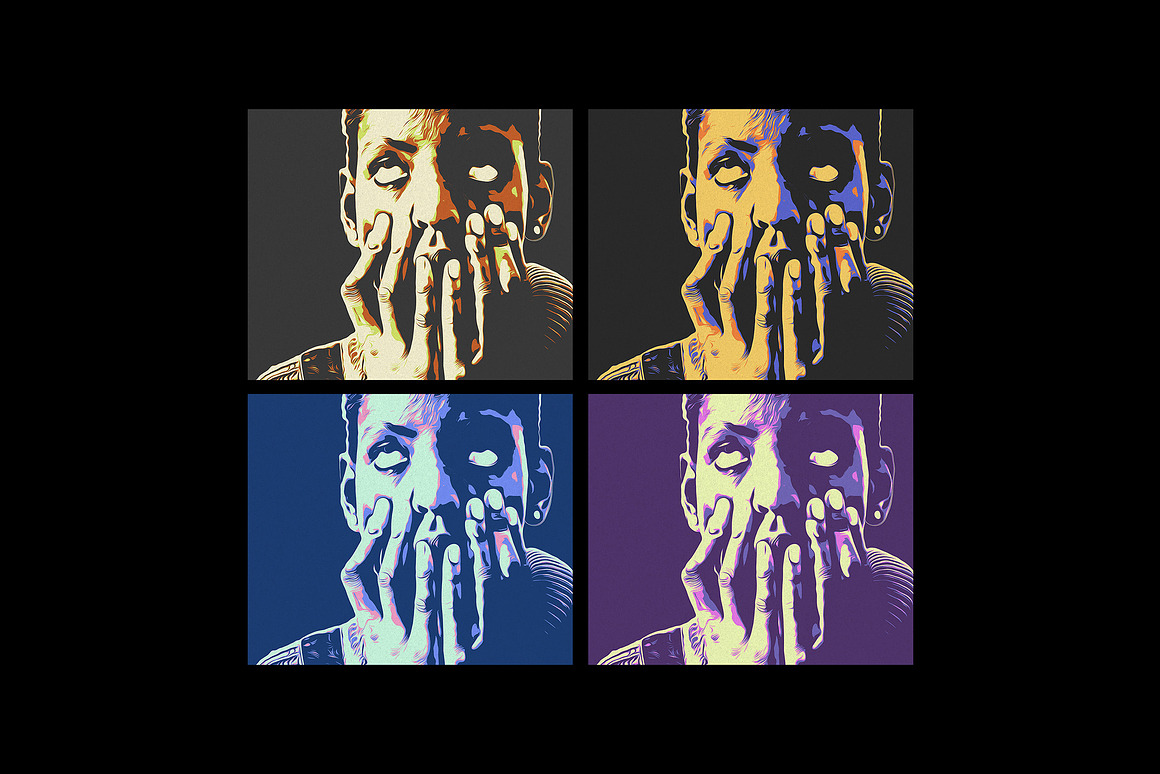 潮流波普艺术复古漫画油画图片特效处理PSD模板 Pop-Art Cartoon Photo Effect 图片素材 sucaiwan.com