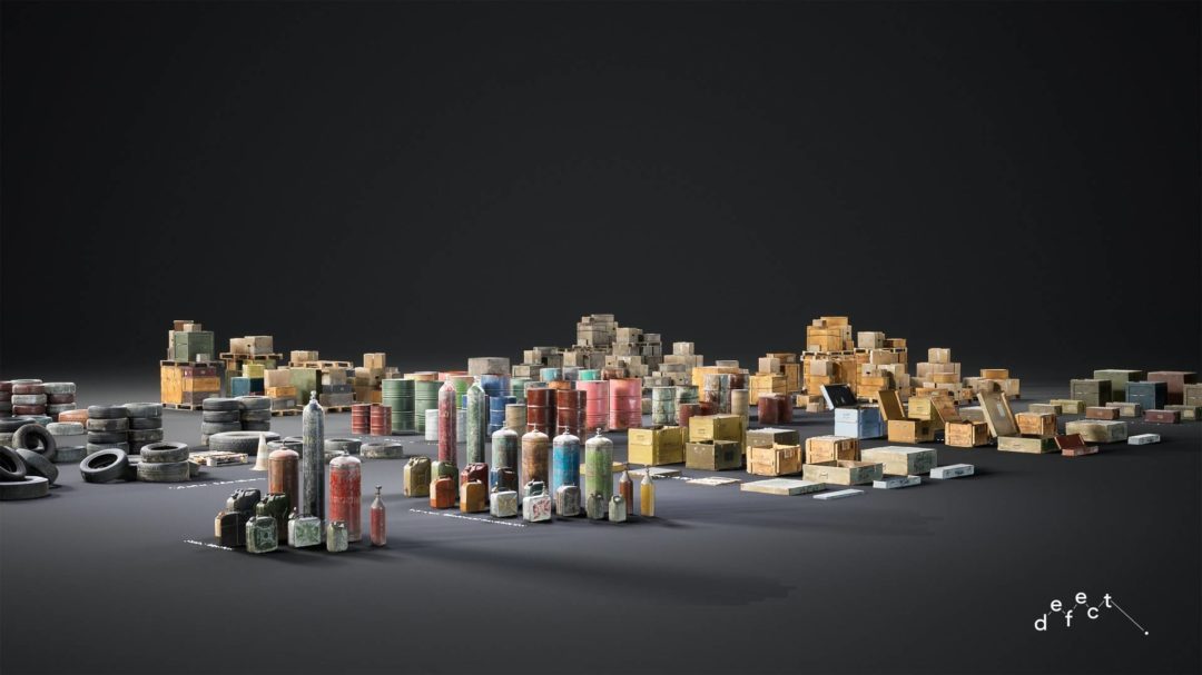 UE素材 仓库车库轮胎油桶箱子道具3D模型 Unreal Engine – Defect Ultimate Props Bundle Vol.1 样机素材 sucaiwan.com