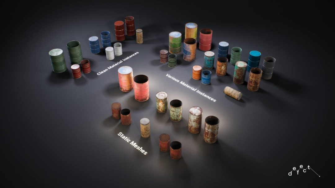 UE素材 仓库车库轮胎油桶箱子道具3D模型 Unreal Engine – Defect Ultimate Props Bundle Vol.1 样机素材 sucaiwan.com