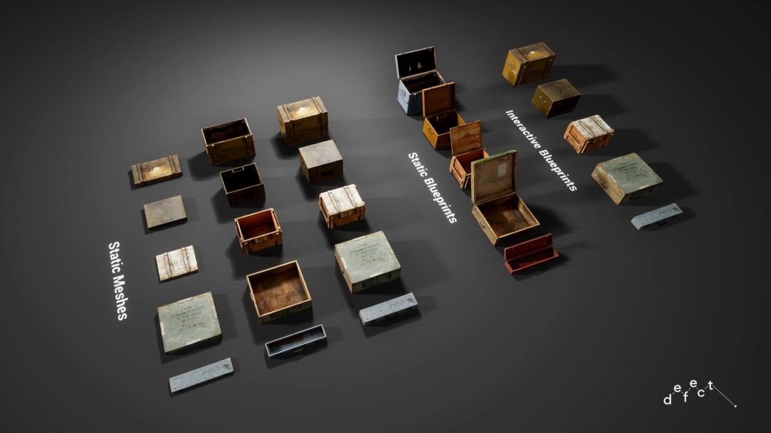 UE素材 仓库车库轮胎油桶箱子道具3D模型 Unreal Engine – Defect Ultimate Props Bundle Vol.1 样机素材 sucaiwan.com