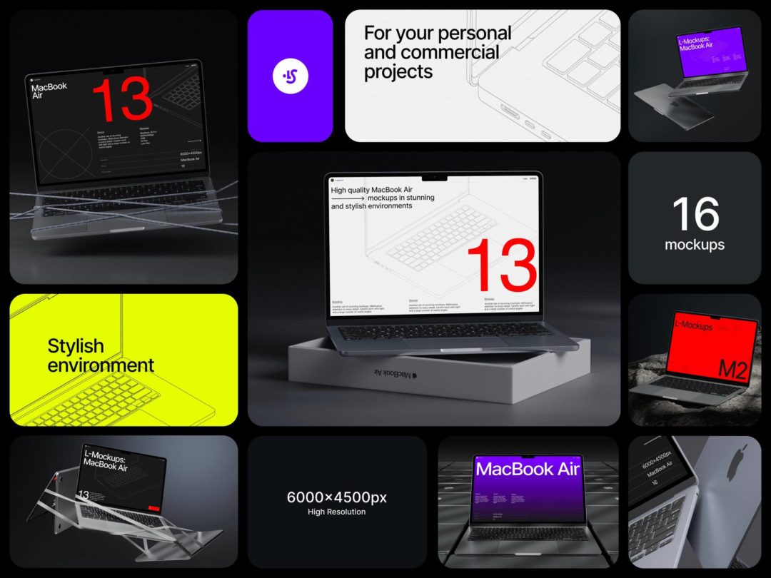 16款暗黑工业风苹果MacBook Air笔记本电脑屏幕演示效果图PS贴图样机模板 L-Mockups: MacBook Air 样机素材 第2张-素材湾丨精选海外优质设计素材资源 16款暗黑工业风苹果MacBook Air笔记本电脑屏幕演示效果图PS贴图样机模板 L-Mockups: MacBook Air 样机素材 sucaiwan.com