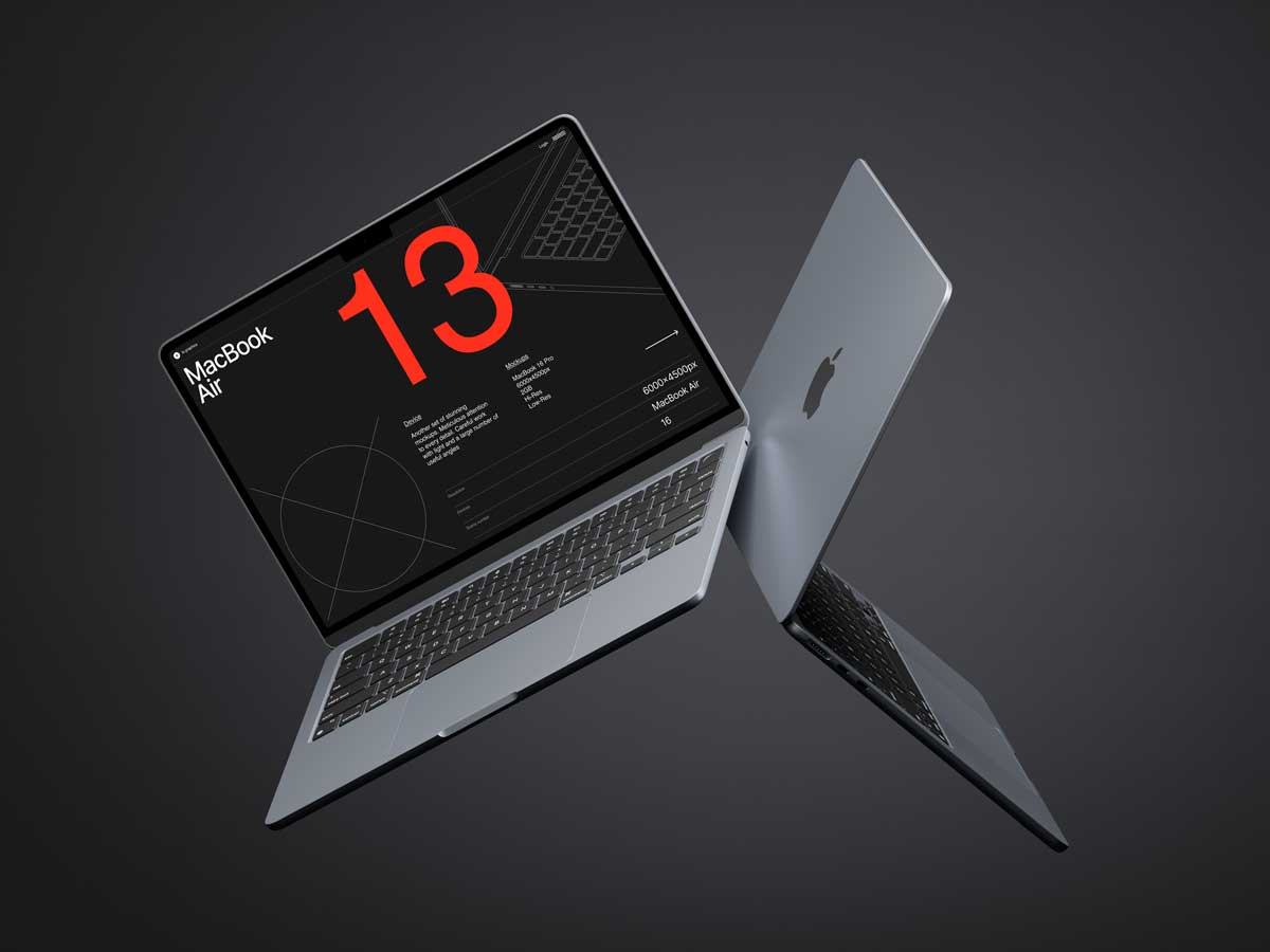 16款暗黑工业风苹果MacBook Air笔记本电脑屏幕演示效果图PS贴图样机模板 L-Mockups: MacBook Air 样机素材 第5张-素材湾丨精选海外优质设计素材资源 16款暗黑工业风苹果MacBook Air笔记本电脑屏幕演示效果图PS贴图样机模板 L-Mockups: MacBook Air 样机素材 sucaiwan.com