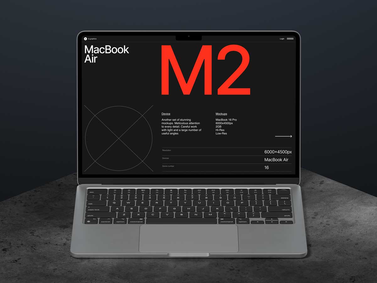 16款暗黑工业风苹果MacBook Air笔记本电脑屏幕演示效果图PS贴图样机模板 L-Mockups: MacBook Air 样机素材 第7张-素材湾丨精选海外优质设计素材资源 16款暗黑工业风苹果MacBook Air笔记本电脑屏幕演示效果图PS贴图样机模板 L-Mockups: MacBook Air 样机素材 sucaiwan.com