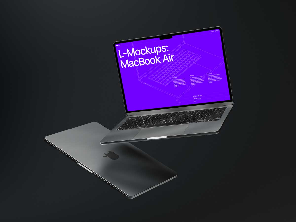 16款暗黑工业风苹果MacBook Air笔记本电脑屏幕演示效果图PS贴图样机模板 L-Mockups: MacBook Air 样机素材 第18张-素材湾丨精选海外优质设计素材资源 16款暗黑工业风苹果MacBook Air笔记本电脑屏幕演示效果图PS贴图样机模板 L-Mockups: MacBook Air 样机素材 sucaiwan.com