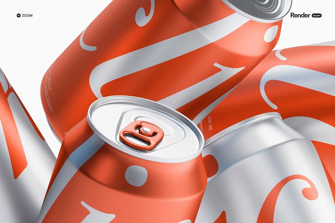 6款质感极简金属汽水罐易拉罐可乐罐苏打水包装设计展示PSD样机Metal Soda Can Mockup 样机素材 sucaiwan.com
