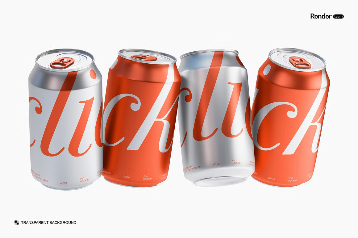 6款质感极简金属汽水罐易拉罐可乐罐苏打水包装设计展示PSD样机Metal Soda Can Mockup 样机素材 sucaiwan.com