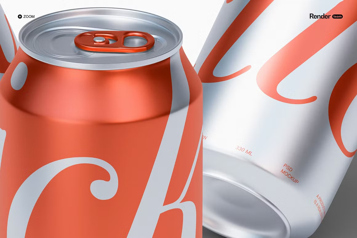 6款质感极简金属汽水罐易拉罐可乐罐苏打水包装设计展示PSD样机Metal Soda Can Mockup 样机素材 sucaiwan.com