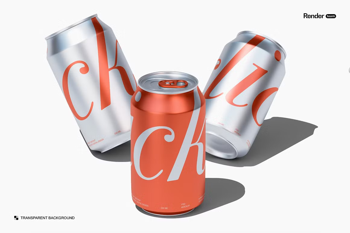 6款质感极简金属汽水罐易拉罐可乐罐苏打水包装设计展示PSD样机Metal Soda Can Mockup 样机素材 sucaiwan.com