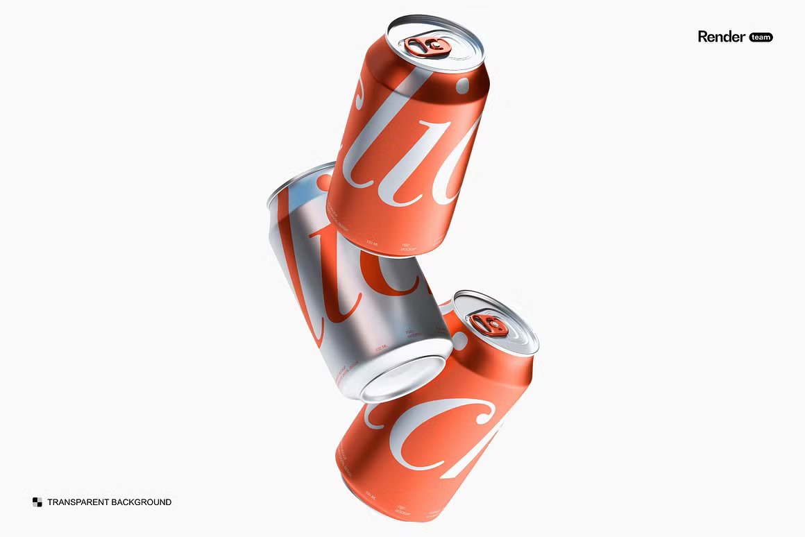 6款质感极简金属汽水罐易拉罐可乐罐苏打水包装设计展示PSD样机Metal Soda Can Mockup 样机素材 sucaiwan.com