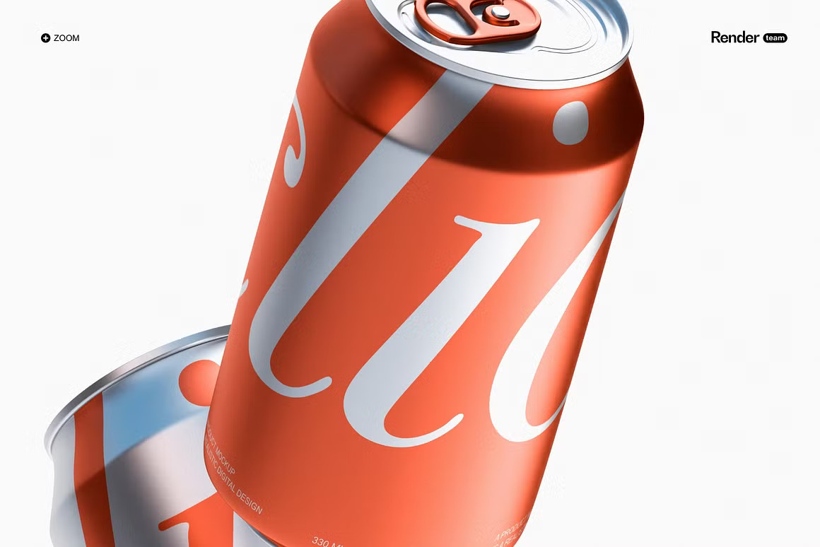 6款质感极简金属汽水罐易拉罐可乐罐苏打水包装设计展示PSD样机Metal Soda Can Mockup 样机素材 sucaiwan.com