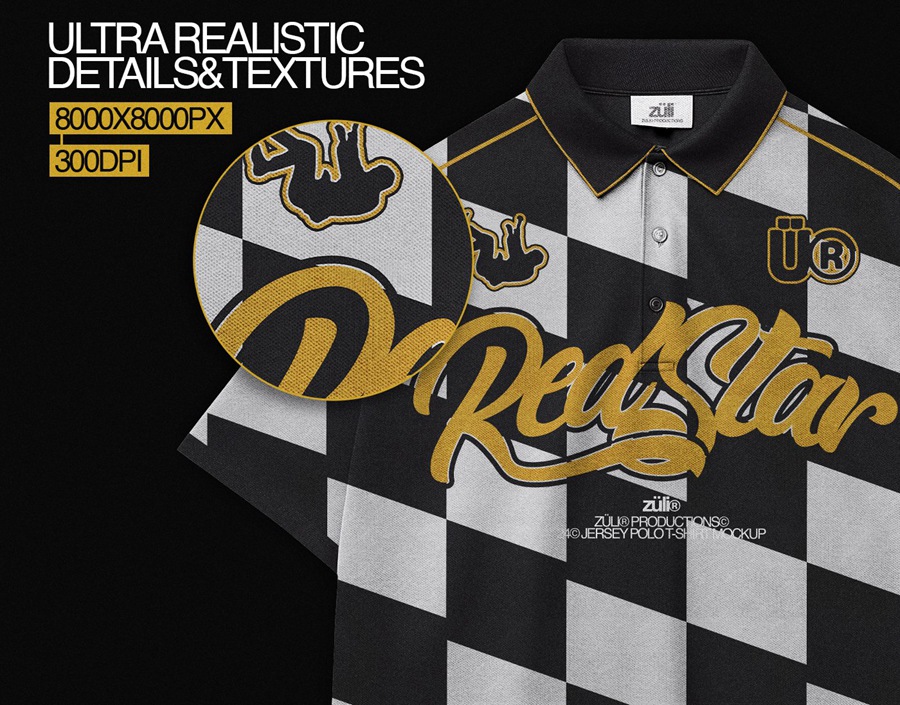 4款逼真质感宽松街头潮服翻领POLO衫短袖衬衣印花设计展示PSD样机Realistic Oversize Jersey Polo T-Shirt Mockup 样机素材 sucaiwan.com