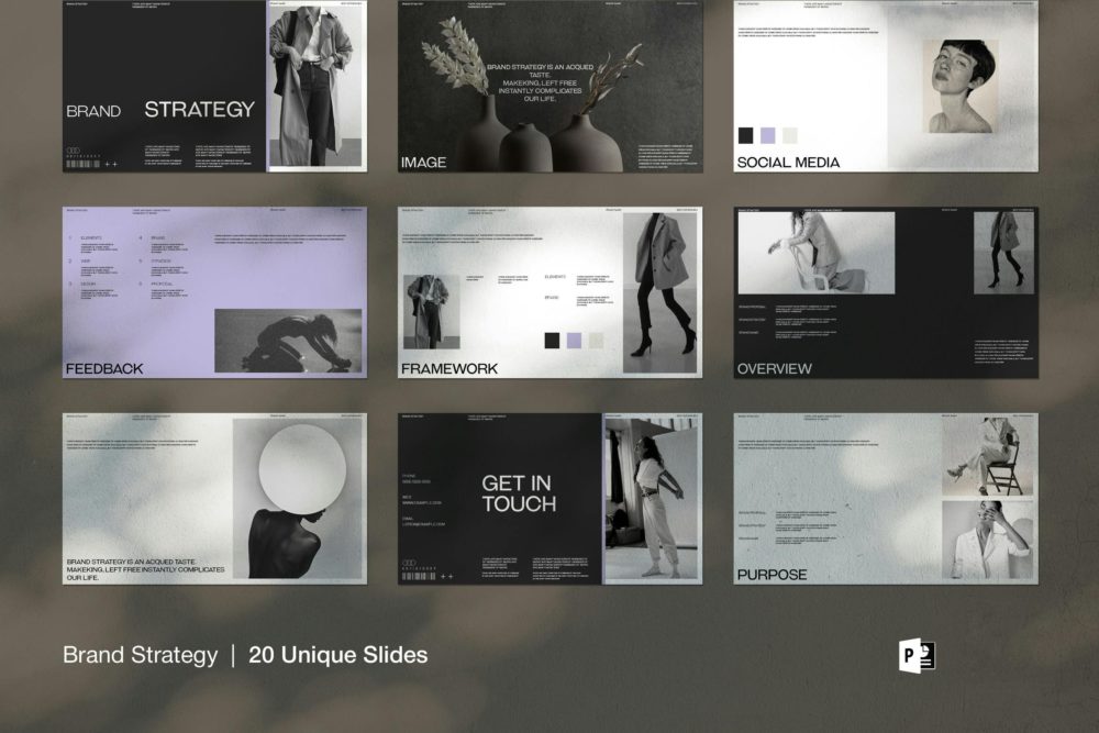 极简美学品牌营销策划提案简报设计ppt模版 Brand Strategy Presentation Template 幻灯图表 sucaiwan.com