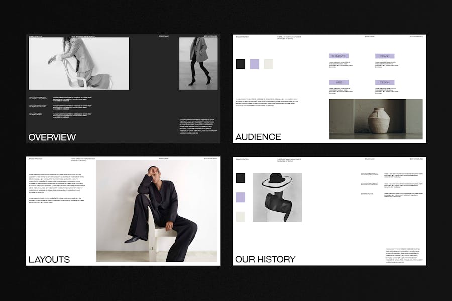 极简美学品牌营销策划提案简报设计ppt模版 Brand Strategy Presentation Template 幻灯图表 sucaiwan.com