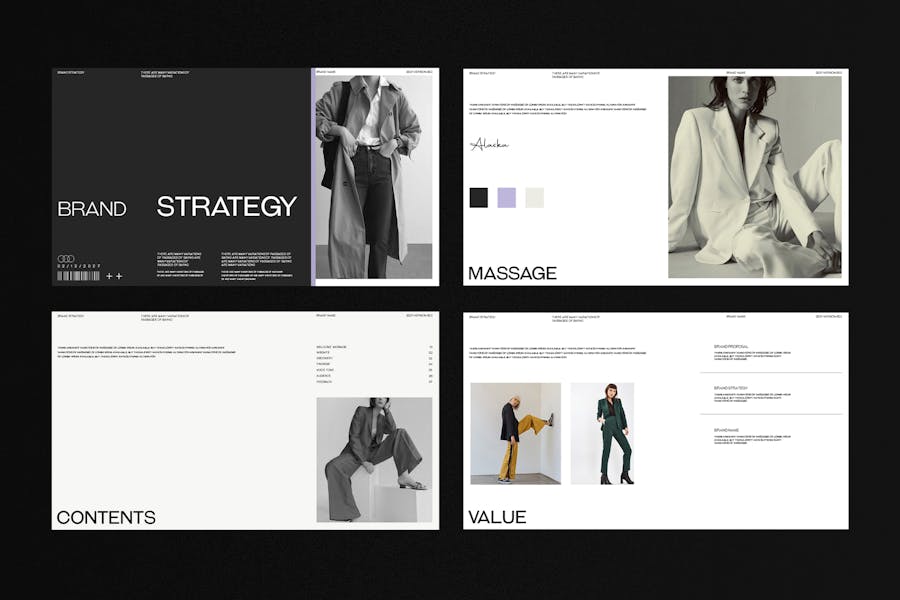 极简美学品牌营销策划提案简报设计ppt模版 Brand Strategy Presentation Template 幻灯图表 sucaiwan.com