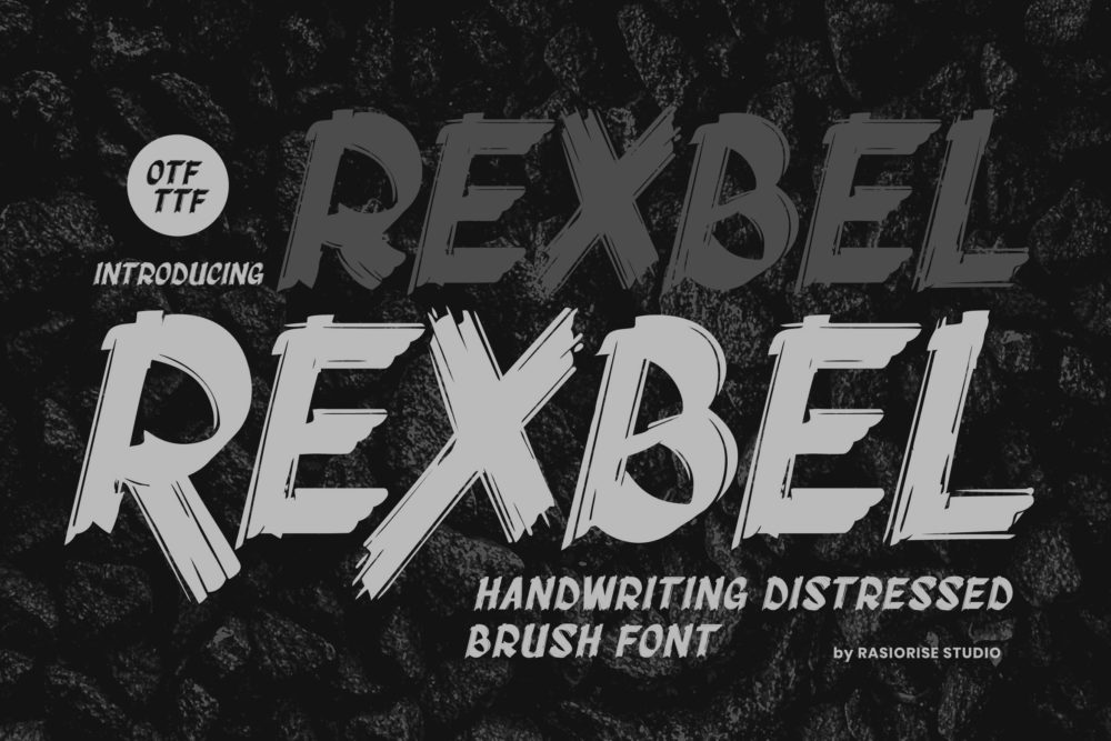 做旧海报封面包装徽标设计装饰英文字体安装包 Rexbel – Rough Brush Font 设计素材 第1张-素材湾丨精选海外优质设计素材资源 做旧海报封面包装徽标设计装饰英文字体安装包 Rexbel – Rough Brush Font 设计素材 sucaiwan.com