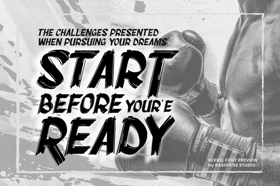 做旧海报封面包装徽标设计装饰英文字体安装包 Rexbel – Rough Brush Font 设计素材 第2张-素材湾丨精选海外优质设计素材资源 做旧海报封面包装徽标设计装饰英文字体安装包 Rexbel – Rough Brush Font 设计素材 sucaiwan.com