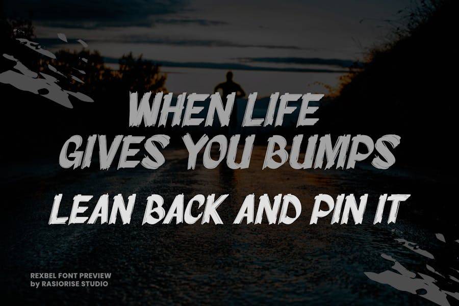 做旧海报封面包装徽标设计装饰英文字体安装包 Rexbel – Rough Brush Font 设计素材 第4张-素材湾丨精选海外优质设计素材资源 做旧海报封面包装徽标设计装饰英文字体安装包 Rexbel – Rough Brush Font 设计素材 sucaiwan.com