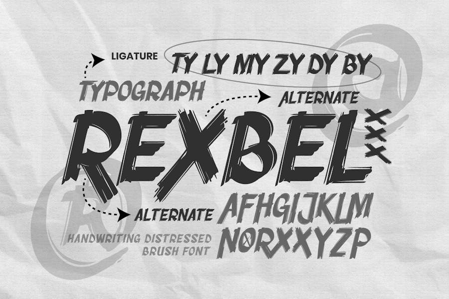 做旧海报封面包装徽标设计装饰英文字体安装包 Rexbel – Rough Brush Font 设计素材 第3张-素材湾丨精选海外优质设计素材资源 做旧海报封面包装徽标设计装饰英文字体安装包 Rexbel – Rough Brush Font 设计素材 sucaiwan.com