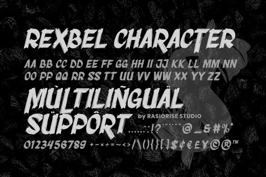 做旧海报封面包装徽标设计装饰英文字体安装包 Rexbel – Rough Brush Font 设计素材 第6张-素材湾丨精选海外优质设计素材资源 做旧海报封面包装徽标设计装饰英文字体安装包 Rexbel – Rough Brush Font 设计素材 sucaiwan.com